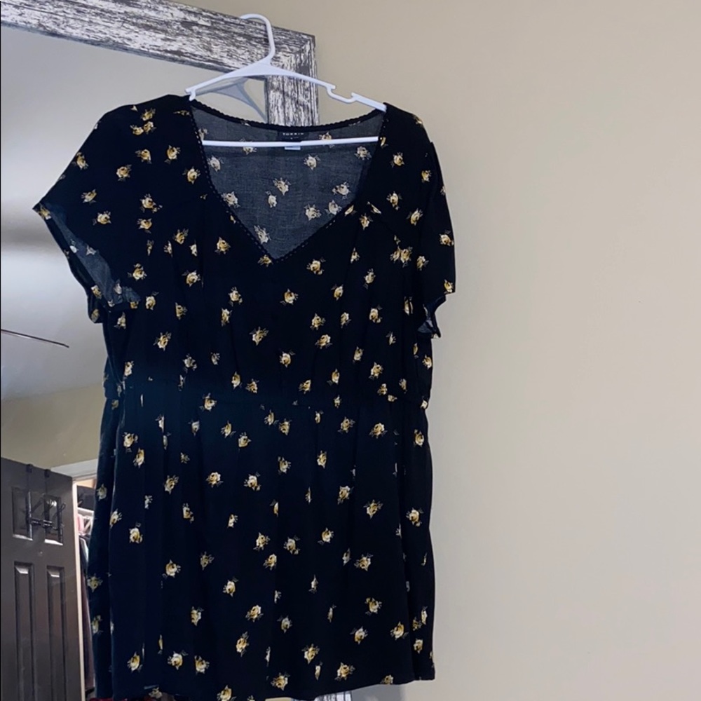 Yellow Flower Babydoll Shirt